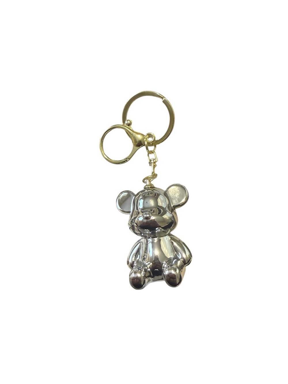 Silver Bear Keychain with Gold Hardware